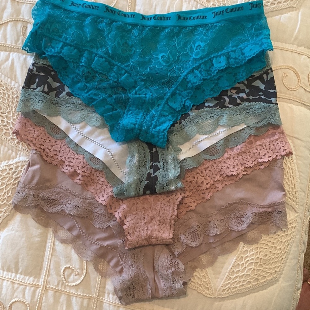 Four Pairs Various Brands & Colors Delicate Lacy Bikini Panties